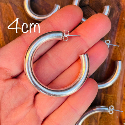 Thick Silver Hoops / Silver Hoop Earrings / Chunky Hoop Earrings / Thickness 6mm / Ethnic / Boho / Rustic / Spiral / Hippie / Tribal