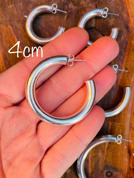 Thick Silver Hoops / Silver Hoop Earrings / Chunky Hoop Earrings / Thickness 6mm / Ethnic / Boho / Rustic / Spiral / Hippie / Tribal