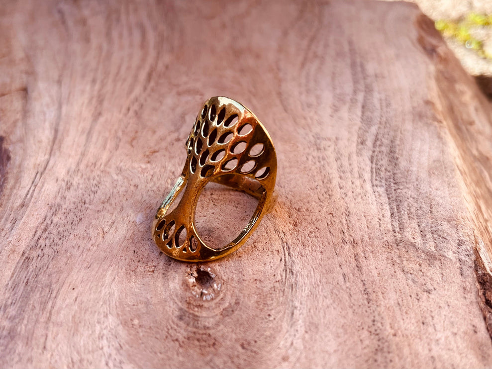 Tree of Life Ring Brass / Geometric / Mandala / Boho / Ethnic / Rustic / Festival / Tribal / Hippie / Gypsy / Psy / Thumb / Psy