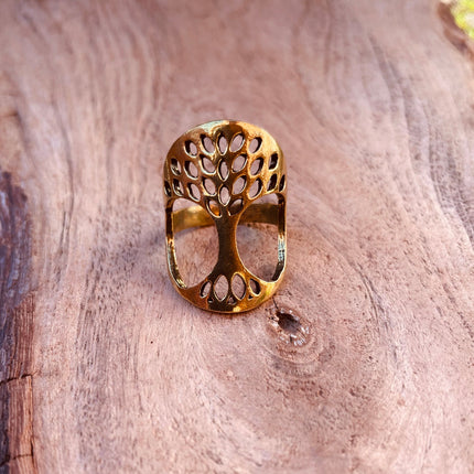 Tree of Life Ring Brass / Geometric / Mandala / Boho / Ethnic / Rustic / Festival / Tribal / Hippie / Gypsy / Psy / Thumb / Psy