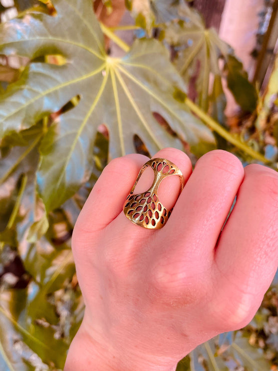 Tree of Life Ring Brass / Geometric / Mandala / Boho / Ethnic / Rustic / Festival / Tribal / Hippie / Gypsy / Psy / Thumb / Psy