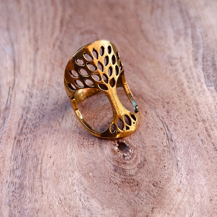 Tree of Life Ring Brass / Geometric / Mandala / Boho / Ethnic / Rustic / Festival / Tribal / Hippie / Gypsy / Psy / Thumb / Psy