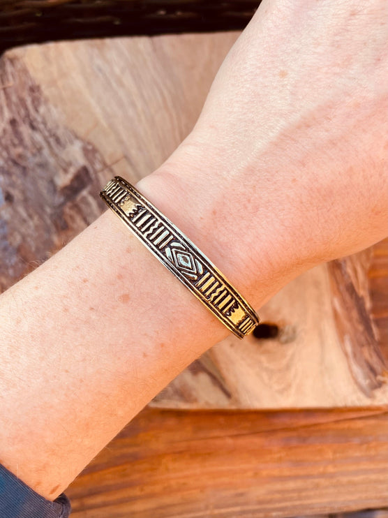 Tuareg Brass Bracelet / Tuareg Jewelry / Morrocan / Unisex / Boho / Ethnic / Rustic / Bohemian / Hippie / Gypsy / Geometric /