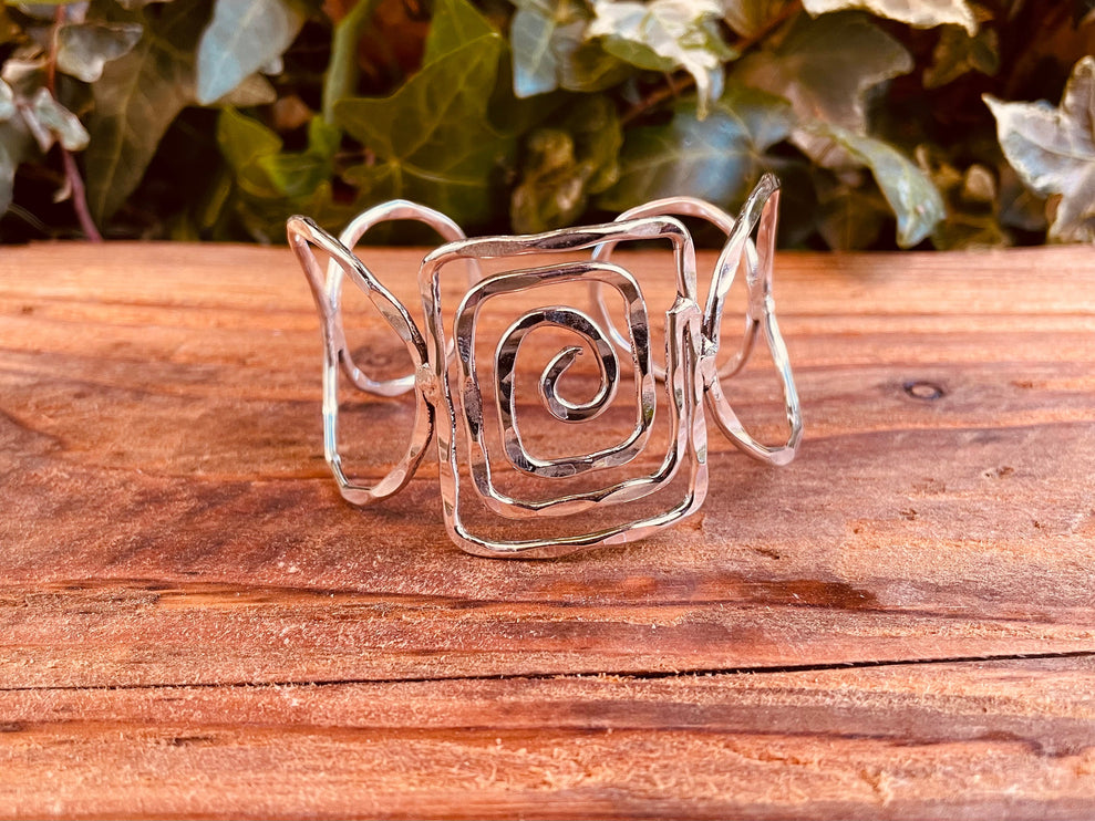 Large Silver Bracelet Moden Cuff / Contemporary / Boho / Ethnic / Rustic / Bohemian / Hippie / Gypsy / Jewellery / Mens jewelery