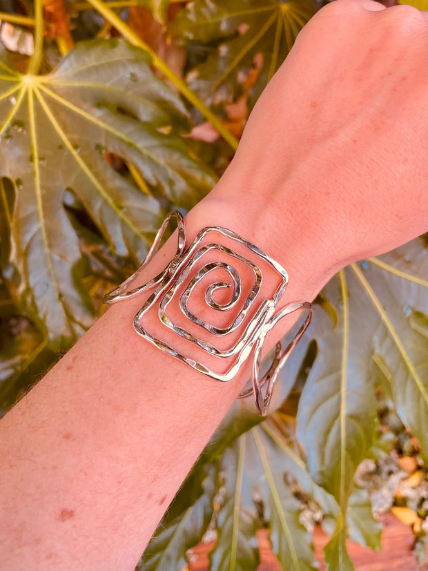 Large Silver Bracelet Moden Cuff / Contemporary / Boho / Ethnic / Rustic / Bohemian / Hippie / Gypsy / Jewellery / Mens jewelery