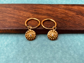 Evil Eye 14k Gold Hoops Sterling Silver 925 Earrings / Hypoallergenic Jewellery / Delicate Jewelery / Boho / Tarot / Boho / Sensitive