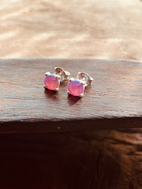 Opal Stud Earrings 5mm Sterling Silver 925 / Minimalist / Contemporary Jewellery / Modern Ethnic Boho Bohemian Gypsy Festival