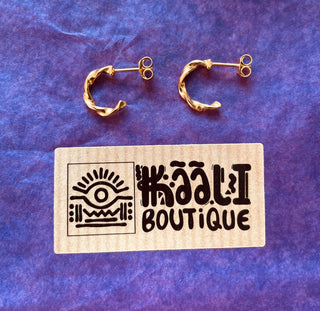 Gold Twisted Half Hoop Earrings 13mm / Pure Silver Earrings / Dainty / Ethnic Boho Bohemian Marriage Bridal Jewelry Hippie