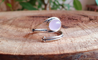 Ethnic style Silver & Rose Quartz Ring / Adjustable / Boho / Bohemian / Psy / Rustic / Tribal / Gypsy / Festival / Healing / Festival
