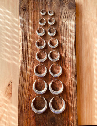 Chunky Silver Hoop Earrings / Thick Hoops / Ethnic / Boho / Unisex / Mens /