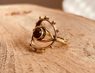 Golden Eye Tiger Eye Ring / Unique Gemstone Ring / Unisex Ring / Illuminati / Third Eye / Boho / Ethnic / Rustic / Gypsy / Psy / Thumb