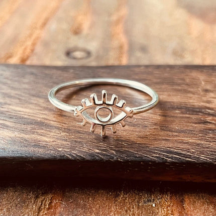 All Seeing Eye Sterling Silver Ring / Stacking Ring / Boho / Bohemian / Psy / Rustic / Tribal / Gypsy / Festival / Healing / Festival