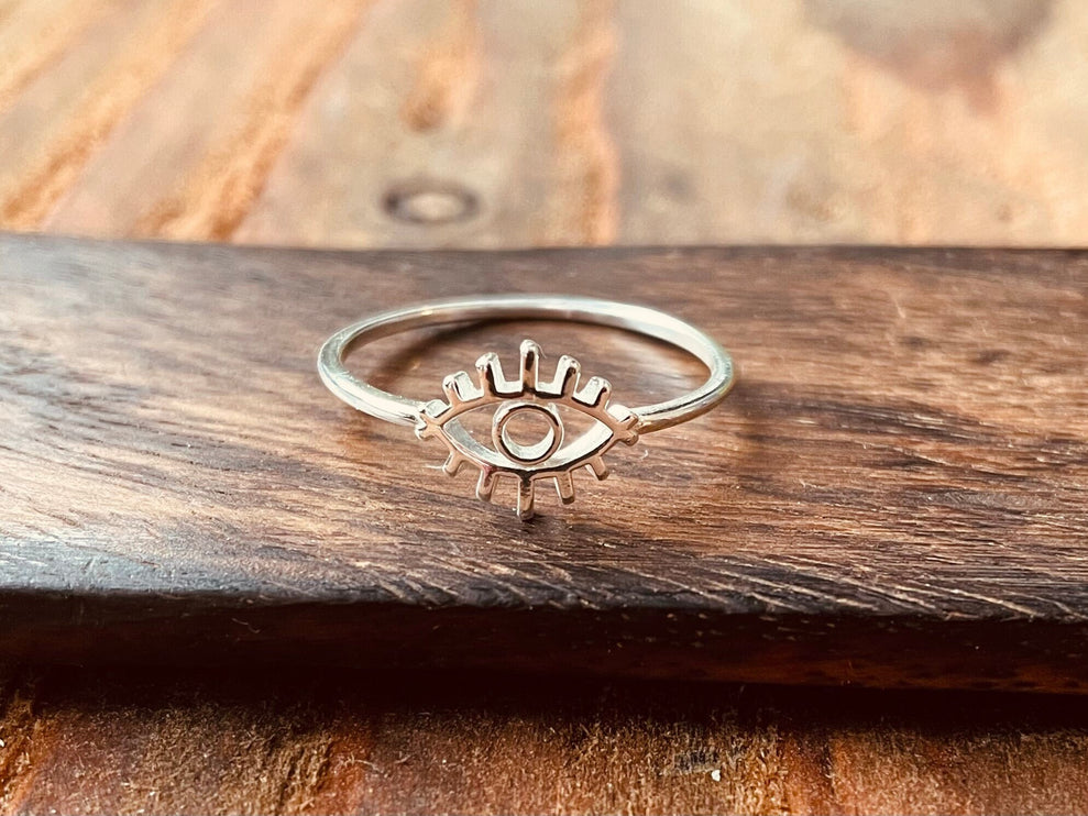 All Seeing Eye Sterling Silver Ring / Stacking Ring / Boho / Bohemian / Psy / Rustic / Tribal / Gypsy / Festival / Healing / Festival