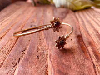 Amethyst Flower Boho Brass Bracelet / Adjustable / Gold Bangle / Ethnic / Rustic / Bohemian / Hippie / Gypsy / Psy / Bohemian Jewelery