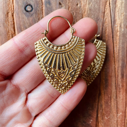 Ethnic Brass Earrings / Boho Jewelery / Bohemian Look / Festival Fashion / Yoga / Gypsy / Rustic / Tribal Jewellery / Indian Design