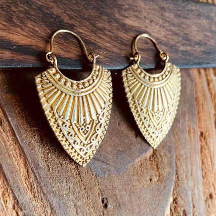 Ethnic Brass Earrings / Boho Jewelery / Bohemian Look / Festival Fashion / Yoga / Gypsy / Rustic / Tribal Jewellery / Indian Design