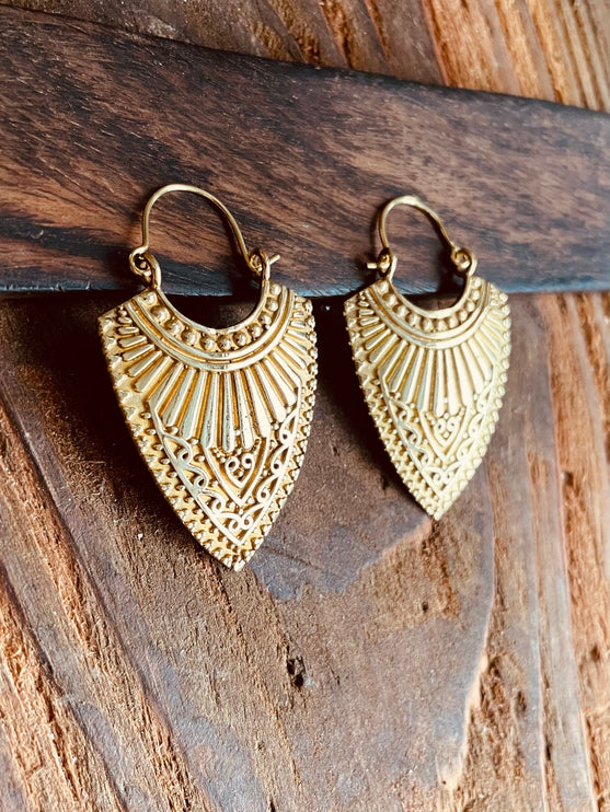 Ethnic Brass Earrings / Boho Jewelery / Bohemian Look / Festival Fashion / Yoga / Gypsy / Rustic / Tribal Jewellery / Indian Design