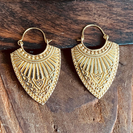 Ethnic Brass Earrings / Boho Jewelery / Bohemian Look / Festival Fashion / Yoga / Gypsy / Rustic / Tribal Jewellery / Indian Design