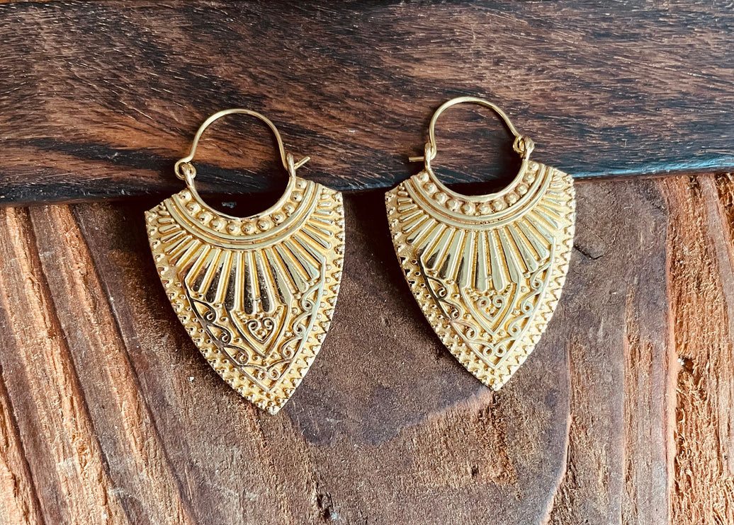 Ethnic Brass Earrings / Boho Jewelery / Bohemian Look / Festival Fashion / Yoga / Gypsy / Rustic / Tribal Jewellery / Indian Design