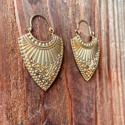 Ethnic Brass Earrings / Boho Jewelery / Bohemian Look / Festival Fashion / Yoga / Gypsy / Rustic / Tribal Jewellery / Indian Design