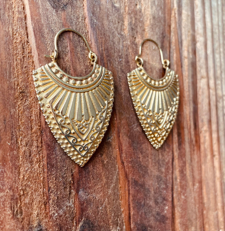 Ethnic Brass Earrings / Boho Jewelery / Bohemian Look / Festival Fashion / Yoga / Gypsy / Rustic / Tribal Jewellery / Indian Design