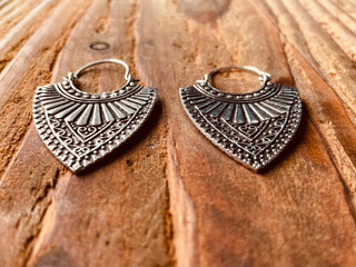 Ethnic Silver Earrings | Boho Earrings for Women | Gypsy Tribal Jewellery | Hypoallergenic Hoops