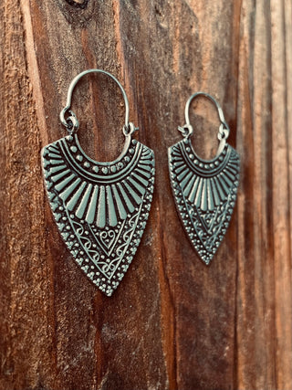 Ethnic Silver Earrings | Boho Earrings for Women | Gypsy Tribal Jewellery | Hypoallergenic Hoops
