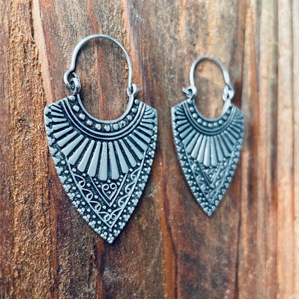 Ethnic Silver Earrings / Boho Jewelery / Bohemian Look / Festival Fashion / Yoga / Gypsy / Rustic / Tribal Jewellery / Indian Design