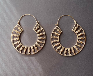 Gold Sea Horse Earrings Extra Large Hoops / Lightweight / Unique Gift / Boho Jewellery / Ethnic / Rustic / Festival / Gypsy / Hippie