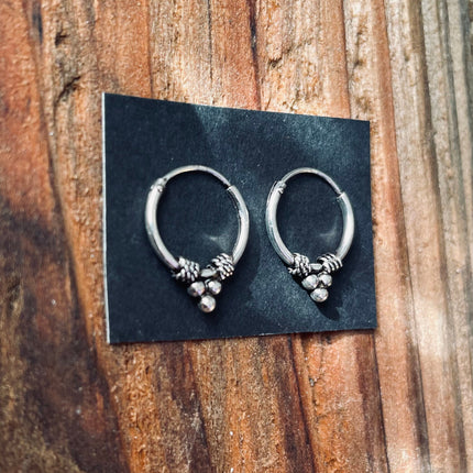 Mini Boho Sterling Silver 925 Hoop Earrings / Clicker Jewellery / Small Hoops / Rustic / Yoga / Hippie / Gypsy / Boho / Bohemian / Unisex