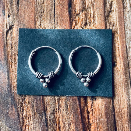 Mini Boho Sterling Silver 925 Hoop Earrings / Clicker Jewellery / Small Hoops / Rustic / Yoga / Hippie / Gypsy / Boho / Bohemian / Unisex