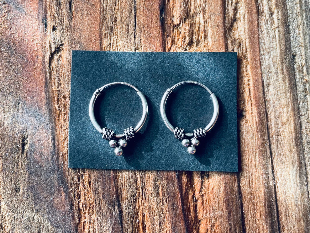 Mini Boho Sterling Silver 925 Hoop Earrings / Clicker Jewellery / Small Hoops / Rustic / Yoga / Hippie / Gypsy / Boho / Bohemian / Unisex