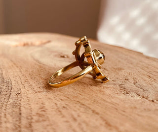 Golden Eye Tiger Eye Ring / Unique Gemstone Ring / Unisex Ring / Illuminati / Third Eye / Boho / Ethnic / Rustic / Gypsy / Psy / Thumb