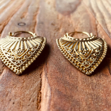 Ethnic Brass Earrings / Boho Jewelery / Bohemian Look / Festival Fashion / Yoga / Gypsy / Rustic / Tribal Jewellery / Indian Design