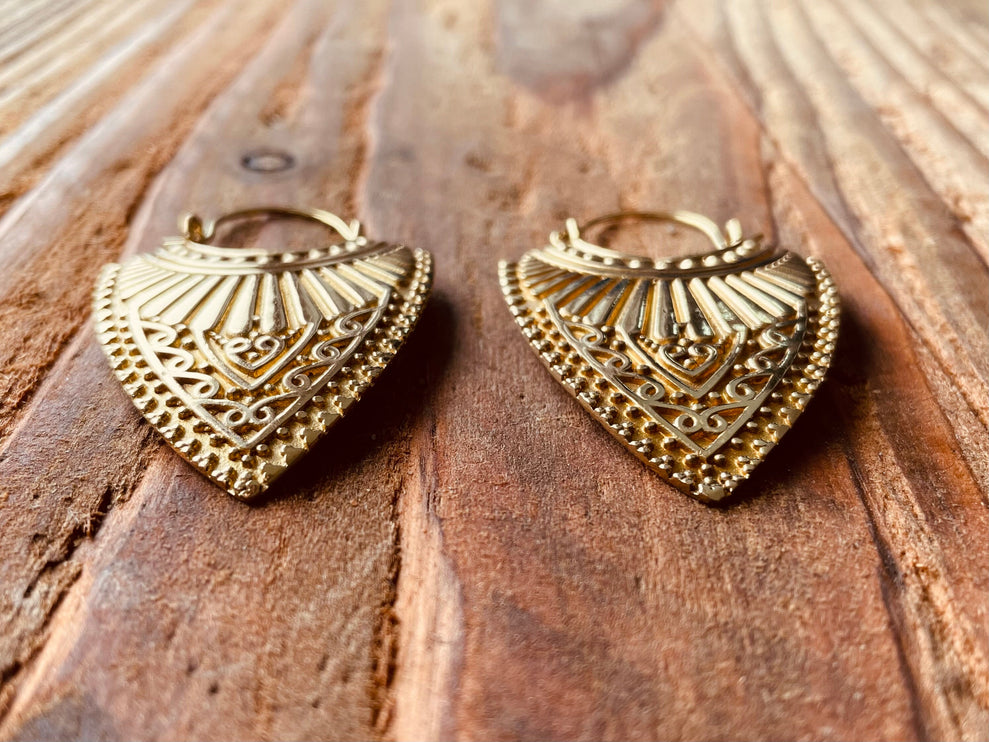 Ethnic Brass Earrings / Boho Jewelery / Bohemian Look / Festival Fashion / Yoga / Gypsy / Rustic / Tribal Jewellery / Indian Design