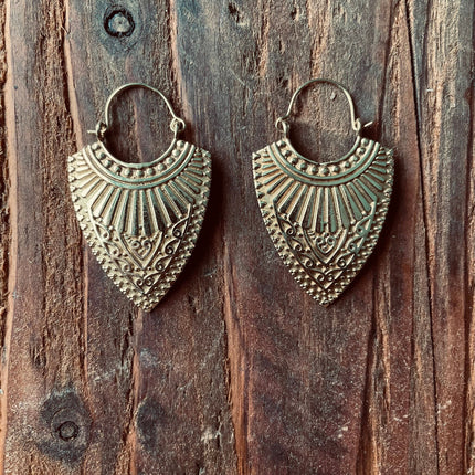 Ethnic Brass Earrings / Boho Jewelery / Bohemian Look / Festival Fashion / Yoga / Gypsy / Rustic / Tribal Jewellery / Indian Design