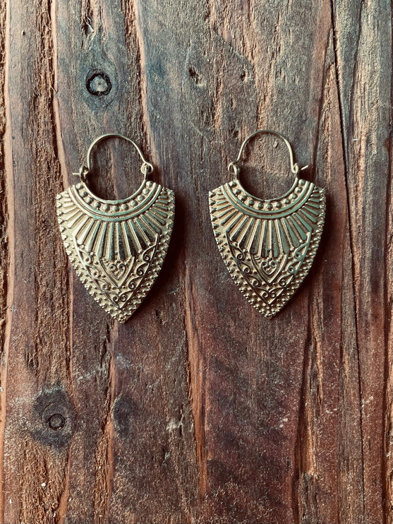 Ethnic Brass Earrings / Boho Jewelery / Bohemian Look / Festival Fashion / Yoga / Gypsy / Rustic / Tribal Jewellery / Indian Design