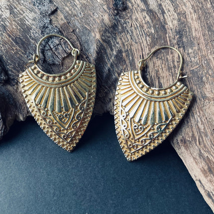 Ethnic Brass Earrings / Boho Jewelery / Bohemian Look / Festival Fashion / Yoga / Gypsy / Rustic / Tribal Jewellery / Indian Design