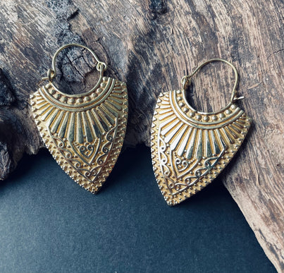 Ethnic Brass Earrings / Boho Jewelery / Bohemian Look / Festival Fashion / Yoga / Gypsy / Rustic / Tribal Jewellery / Indian Design