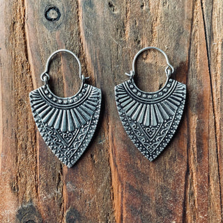 Ethnic Silver Earrings | Boho Earrings for Women | Gypsy Tribal Jewellery | Hypoallergenic Hoops