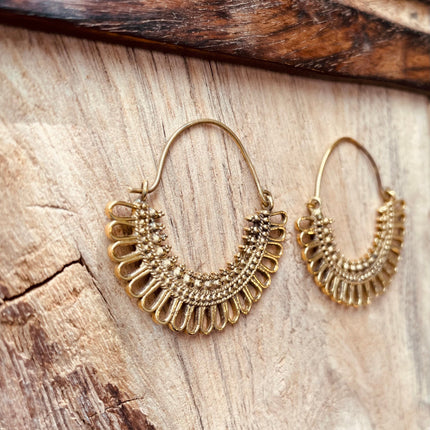 Boho Earrings Brass / Boho Jewelery / Bohemian Look / Festival Fashion / Yoga / Gypsy / Rustic / Tribal Jewellery / Indian Design