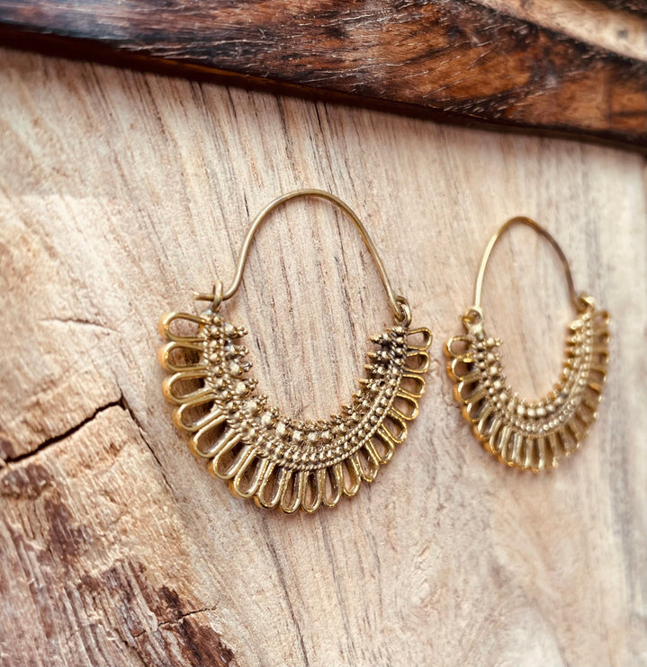 Boho Earrings Brass / Boho Jewelery / Bohemian Look / Festival Fashion / Yoga / Gypsy / Rustic / Tribal Jewellery / Indian Design