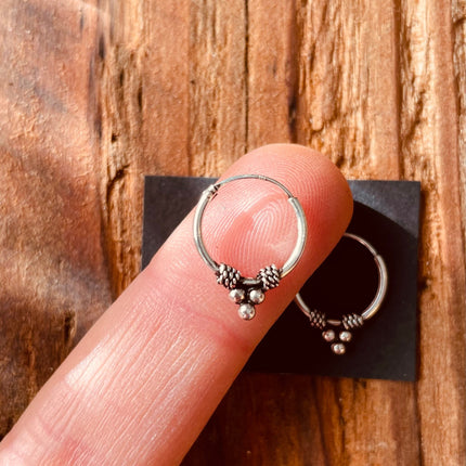 Mini Boho Sterling Silver 925 Hoop Earrings / Clicker Jewellery / Small Hoops / Rustic / Yoga / Hippie / Gypsy / Boho / Bohemian / Unisex