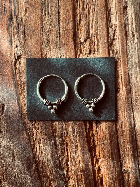 Mini Boho Sterling Silver 925 Hoop Earrings / Clicker Jewellery / Small Hoops / Rustic / Yoga / Hippie / Gypsy / Boho / Bohemian / Unisex