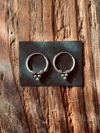 Mini Boho Sterling Silver 925 Hoop Earrings / Clicker Jewellery / Small Hoops / Rustic / Yoga / Hippie / Gypsy / Boho / Bohemian / Unisex