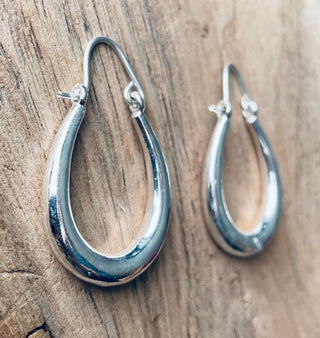 Chunky Silver Oval Hoop Earrings / Thick Hoop Earrings Ethnic / Boho / Vintage Unisex / Rustic / Psy / Gypsy / Spiral / Hippie / Tribal