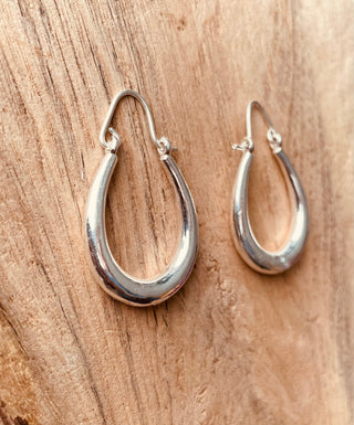 Chunky Silver Oval Hoop Earrings / Thick Hoop Earrings Ethnic / Boho / Vintage Unisex / Rustic / Psy / Gypsy / Spiral / Hippie / Tribal