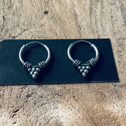 Mini Boho Sterling Silver 925 Hoop Earrings / Clicker Jewellery / Small Hoops / Rustic / Yoga / Hippie / Gypsy / Boho / Bohemian / Unisex