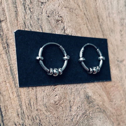 Mini Boho Sterling Silver 925 Hoop Earrings / Clicker Jewellery / Small Hoops / Rustic / Yoga / Hippie / Gypsy / Boho / Bohemian / Unisex