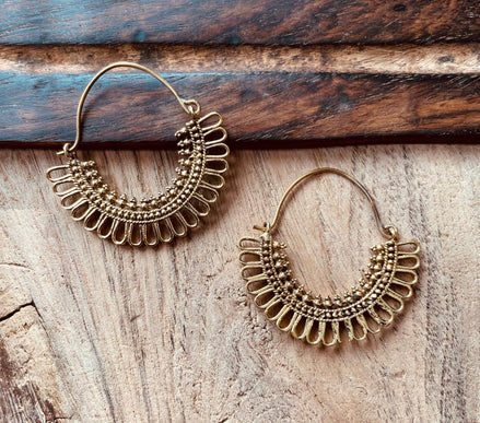 Boho Earrings Brass / Boho Jewelery / Bohemian Look / Festival Fashion / Yoga / Gypsy / Rustic / Tribal Jewellery / Indian Design